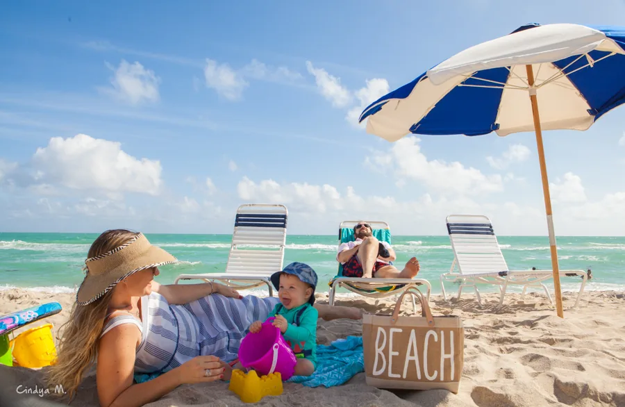 Family enjoying a sunny day together on a South Florida beach